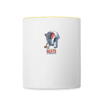 Mouse vs. Elephant - BJJ Jiu-Jitsu, Grappling and - Contrasting Mug - white/yellow - Front