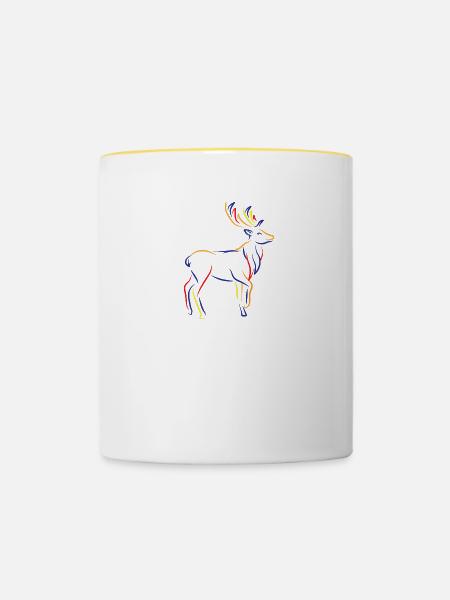 Deer Hirsch Silhuette - Tasse zweifarbig - Weiß/Gelb