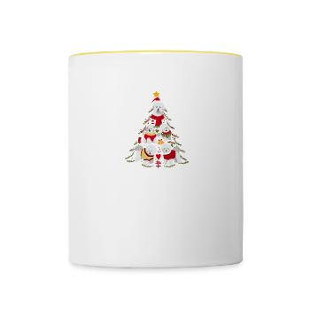 Bichon Frize Christmas Tree Dog Christmas - Contrasting Mug - white/yellow - Front
