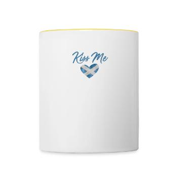 Kiss me I'm Scottish Scotland Scottish Highla - Contrasting Mug - white/yellow - Front