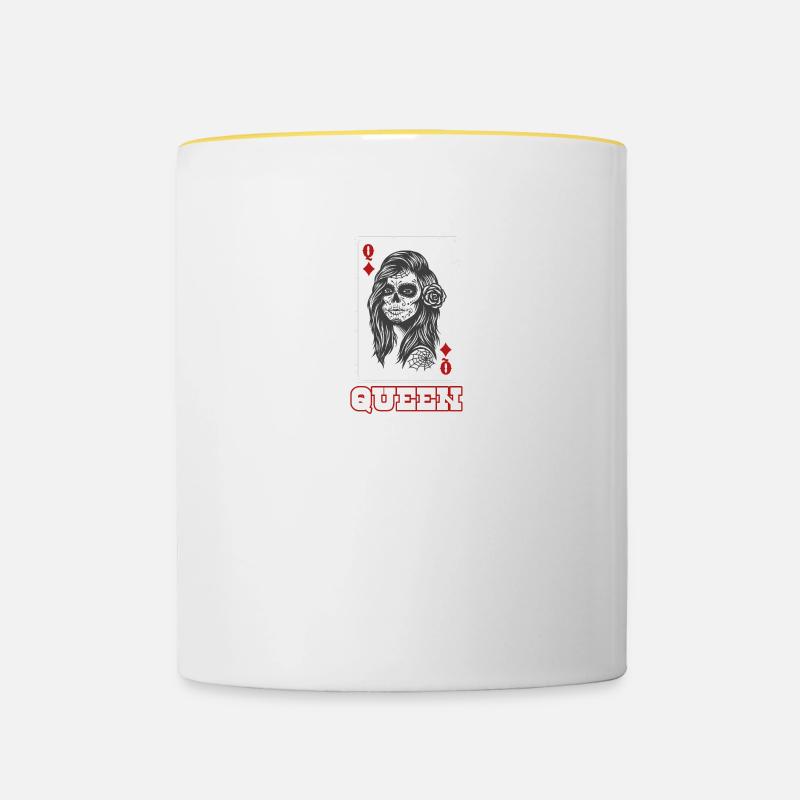 Queen Card Caro - Mug contrasté - blanc/jaune
