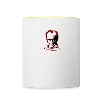 Mustafa Kemal Atatürk signe de signature Geschen - Mug contrasté - blanc/jaune - Devant
