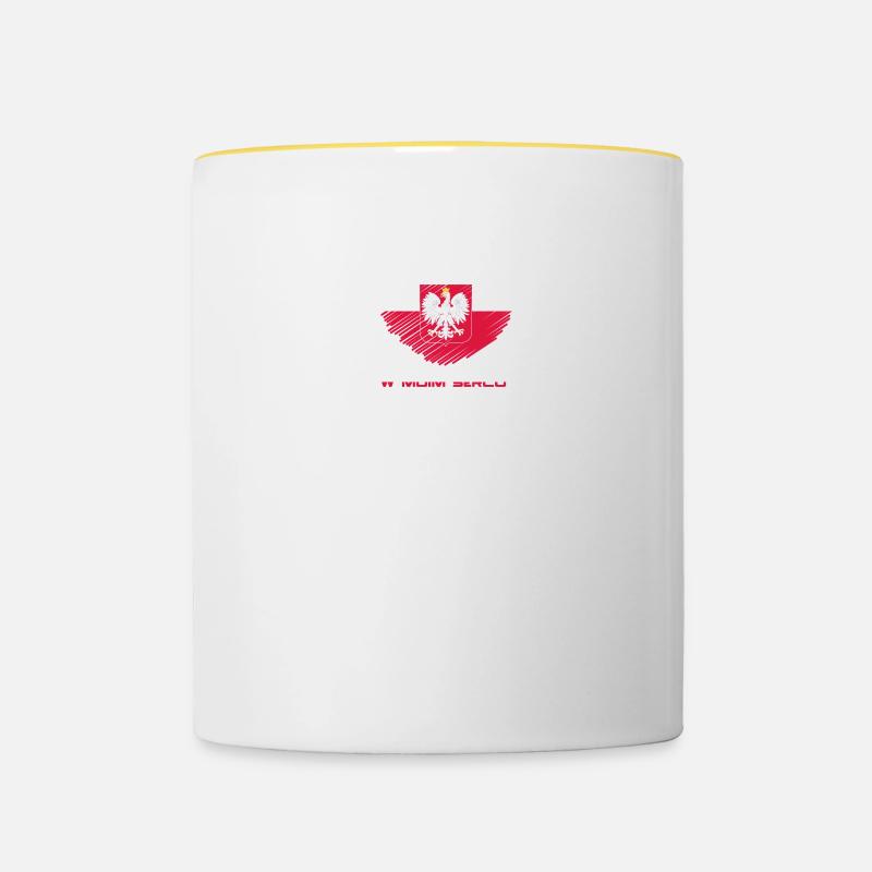 Polska - Dans mon cœur - Mug contrasté - blanc/jaune