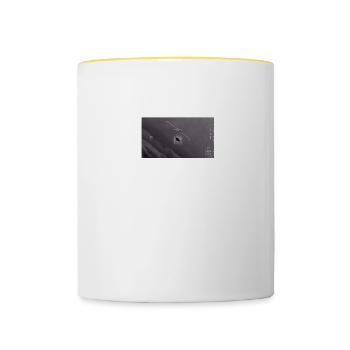 Conspiracy Realist Spaceship UFO Alien Theories Fu - Mug contrasté - blanc/jaune - Devant
