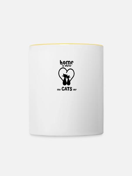 TWO CATS - Tasse zweifarbig - Weiß/Gelb
