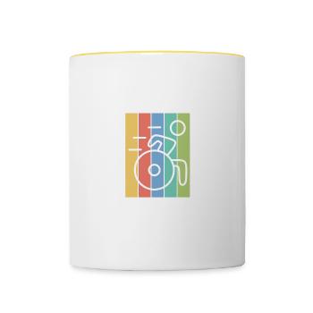 Rollstuhl Behinderung Handicap Rollstuhlfahrer - Tasse zweifarbig - Weiß/Gelb - Vorne