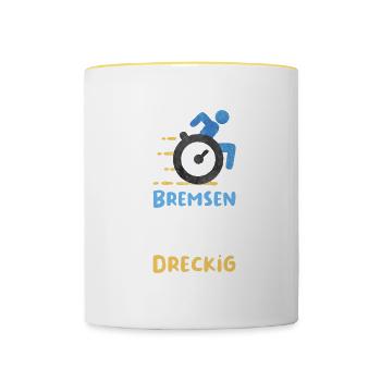 Rollstuhl Behinderung Handicap Rollstuhlfahrer - Tasse zweifarbig - Weiß/Gelb - Vorne