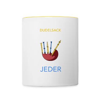 Schottland Dudelsack Bagpipe Musiker - Tasse zweifarbig - Weiß/Gelb - Vorne