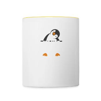 Penguin Humor Funny Gift - Contrasting Mug - white/yellow - Front
