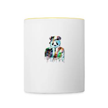 panda,pandabär,bunt,graffiti,malerei,anzug - Tasse zweifarbig - Weiß/Gelb - Vorne