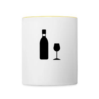 Wein Geschenkidee Weinglas Weinflasche - Tasse zweifarbig - Weiß/Gelb - Vorne