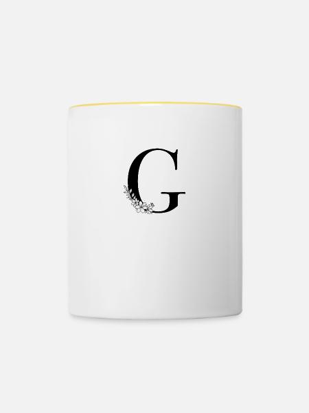 Buchstabe G - Tasse zweifarbig - Weiß/Gelb