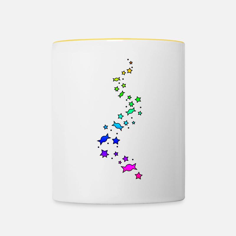 Bunte Bonbons Glitzer - Tasse zweifarbig - Weiß/Gelb