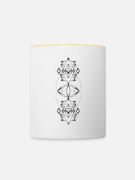 Heilige Geometrie - Tasse zweifarbig - Weiß/Gelb
