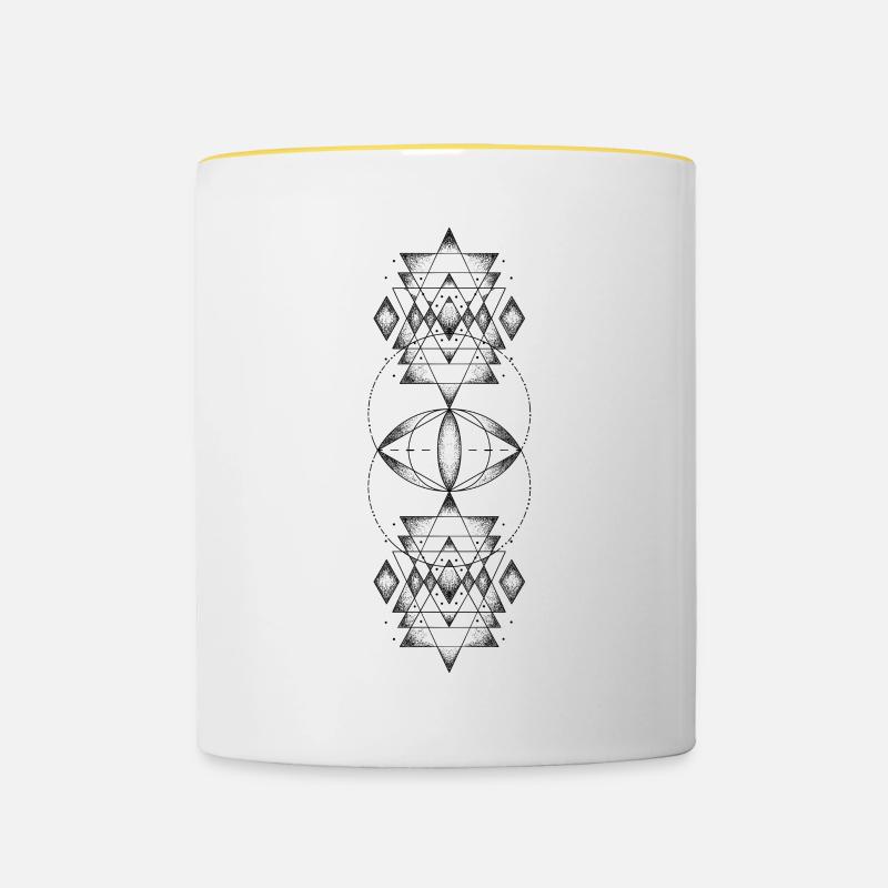 géométrie sacrée - Mug contrasté - blanc/jaune