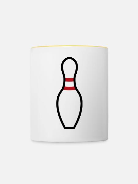 Bowling Pin - Tasse zweifarbig - Weiß/Gelb