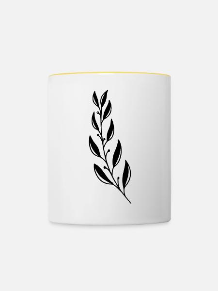 Magnolien Zweig - Tasse zweifarbig - Weiß/Gelb