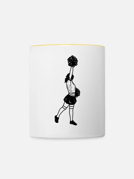 Cheerleaderin Zeichnung - Tasse zweifarbig - Weiß/Gelb