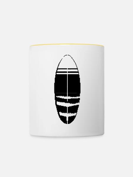 Surfbrett Pixel - Tasse zweifarbig - Weiß/Gelb