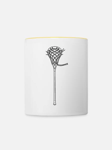 Lacrosse Schläger - Tasse zweifarbig - Weiß/Gelb