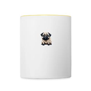 Pixelated Pug - Contrasting Mug - white/yellow - Front