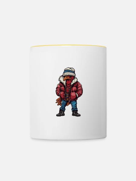 Truthahn Lustig Winter - Tasse zweifarbig - Weiß/Gelb