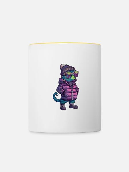 Chameleon Cool Comic - Tasse zweifarbig - Weiß/Gelb