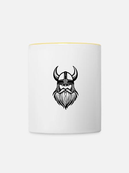 Wikinger Krieger - Tasse zweifarbig - Weiß/Gelb