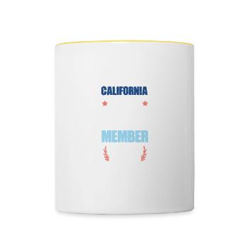 Équipe de fête en Californie - Mug contrasté - blanc/jaune - Devant