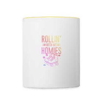 Reine du patin à roues alignées - Mug contrasté - blanc/jaune - Devant
