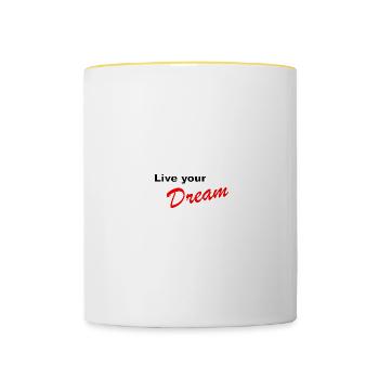 Vivez votre rêve - Mug contrasté - blanc/jaune - Devant