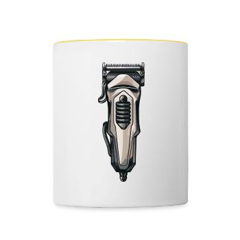 Tondeuse à cheveux Coiffeur - Mug contrasté - blanc/jaune - Devant