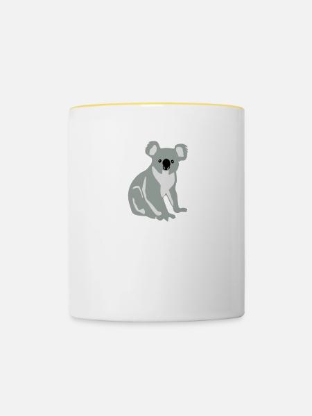 Koala, Koalabär - Tasse zweifarbig - Weiß/Gelb