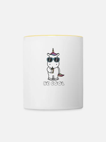 Einhorn Cool - Tasse zweifarbig - Weiß/Gelb