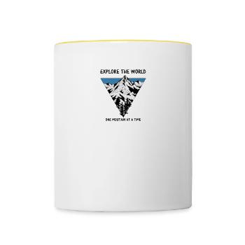 Ein Berg nach dem anderen - Tasse zweifarbig - Weiß/Gelb - Vorne