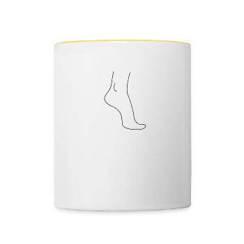Pied minimaliste - Mug contrasté - blanc/jaune - Devant