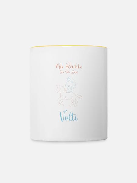 Voltigieren Reiten Pferdesport Gymnastik Geschenk - Tasse zweifarbig - Weiß/Gelb