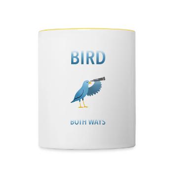 Observation des oiseaux Oiseaux Drôle d’humour Cadeau - Mug contrasté - blanc/jaune - Devant