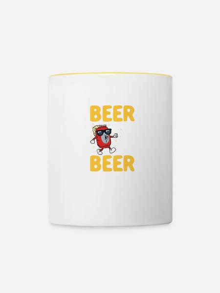 Beer Makes You Feel - Tasse zweifarbig - Weiß/Gelb