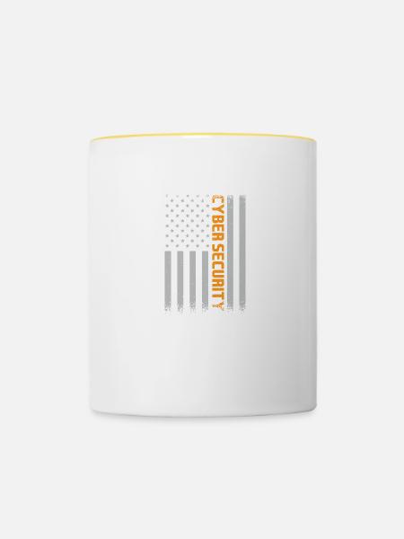Cybersecurity American Flag - Tasse zweifarbig - Weiß/Gelb