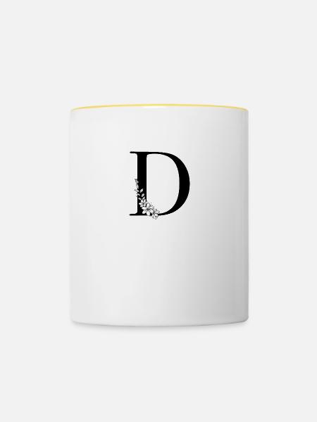 Buchstabe D - Tasse zweifarbig - Weiß/Gelb