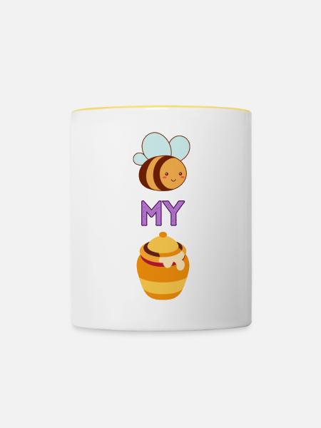 Biene mit Honig - Tasse zweifarbig - Weiß/Gelb