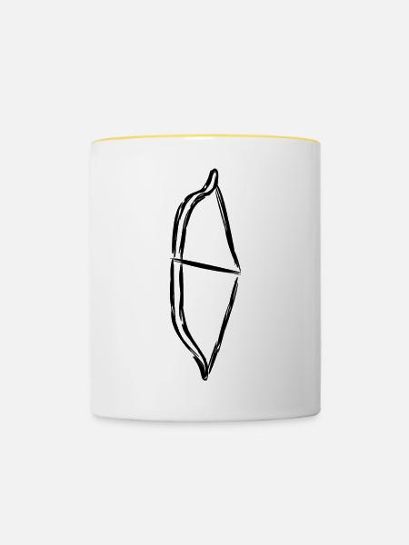 Bogen Zeichnung - Tasse zweifarbig - Weiß/Gelb
