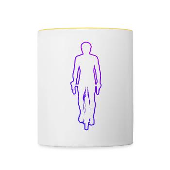 Mountainbike Fahrradfahren Radfahrer Herren - Tasse zweifarbig - Weiß/Gelb - Vorne