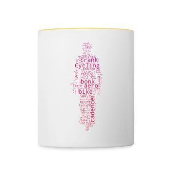 Cyclistes Cyclisme Hommes VTT - Mug contrasté - blanc/jaune - Devant