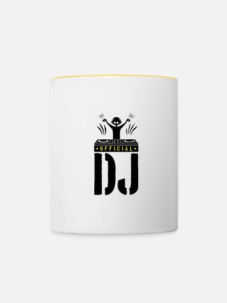 DJ Spruch Turntables - Tasse zweifarbig - Weiß/Gelb