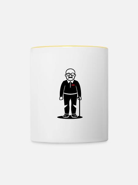 Alter Mann Opa - Tasse zweifarbig - Weiß/Gelb