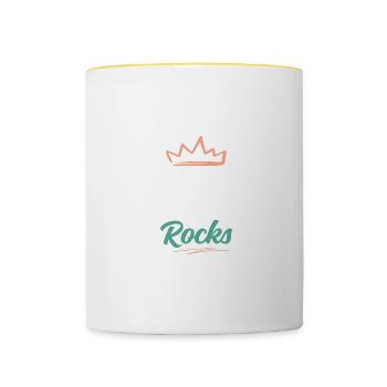 40 jahre alt rockt - Tasse zweifarbig - Weiß/Gelb - Vorne