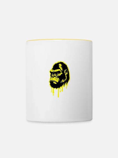 Gorilla Symbol Kopf - Tasse zweifarbig - Weiß/Gelb