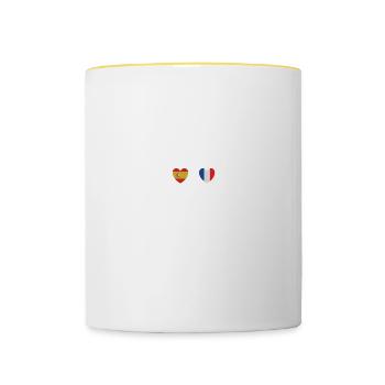 L’Espagne et la France Français drapeau Drapeaux - Mug contrasté - blanc/jaune - Devant